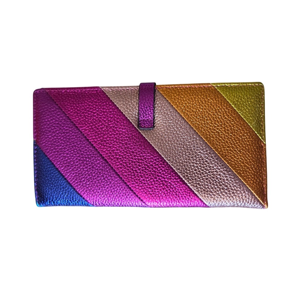 Kurt Geiger Wallet OS Rainbow New Metallic Leather Eagle Stripe Bifold